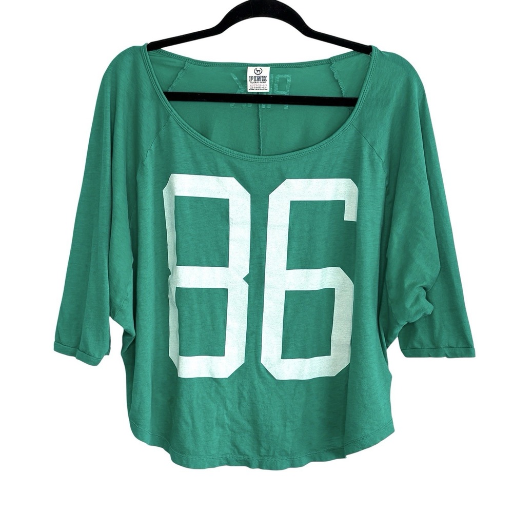 Y2k Victorias Secret Pink 86 Varsity Jersey Top XS Oversize Slouchy Pima Cotton